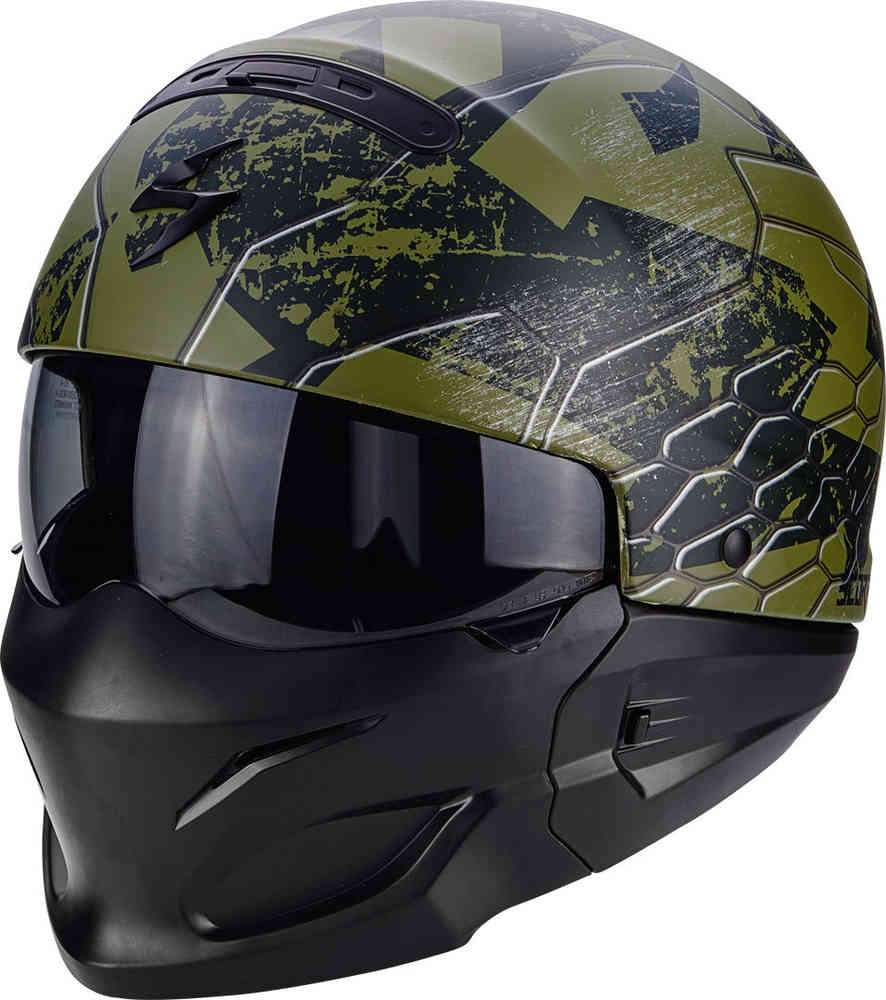 Exo-helmet of the Scorpion warrior, matte black/green