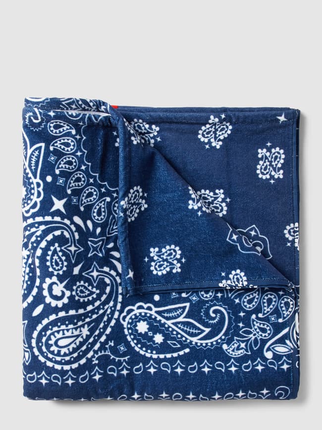 Towel with MC2 Saint Barth label print, dark blue