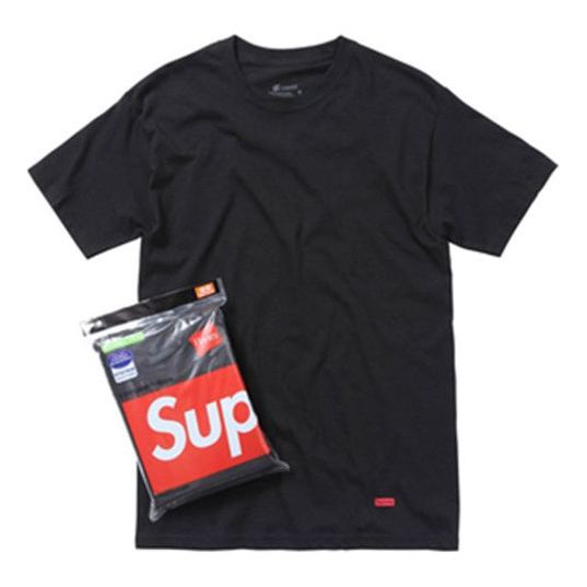 تي شيرت Supreme Hanes Tagless Tees (عبوة من 3 قطع) أسود T 3، أسود