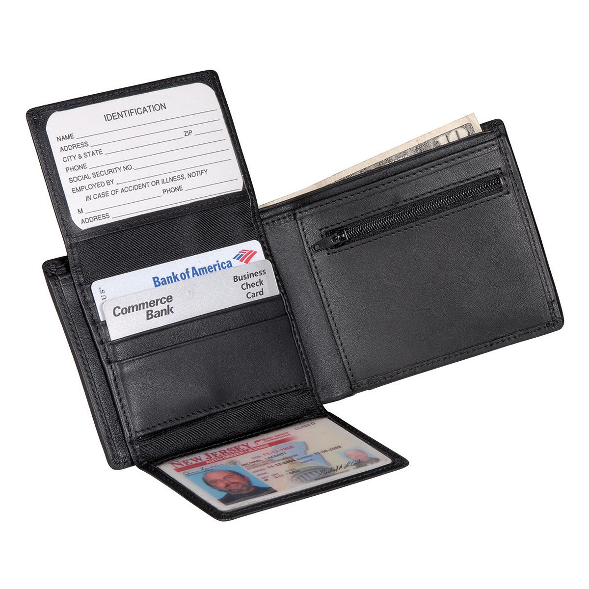 ROYCE New York Men's Double Coin Wallet with Zip Slot