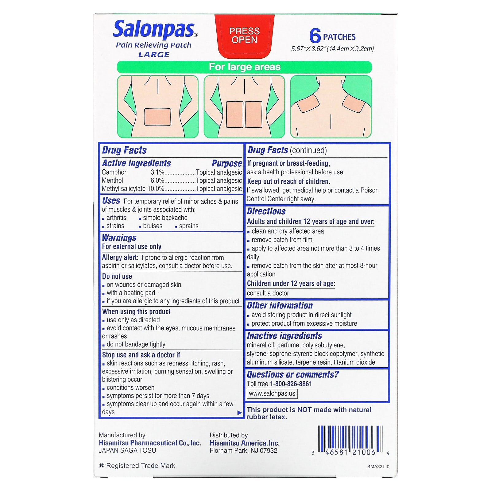 Painkillers Salonpas large, 6 pieces