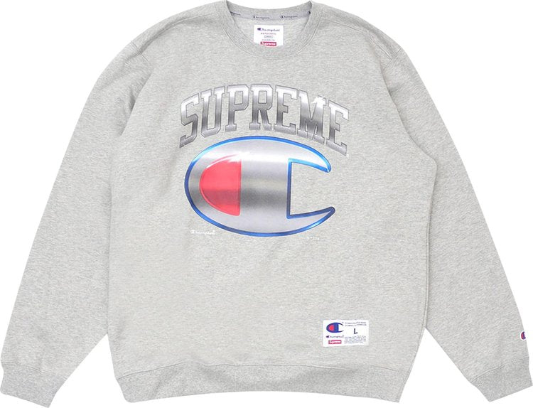 Supreme x Champion Chrome Crewneck 'Heather Grey' Sweatshirt, Gray