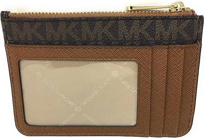 Michael Kors Jet Set Travel Small Top Zip Coin With ID Holder Wallet, Brown, Light Brown