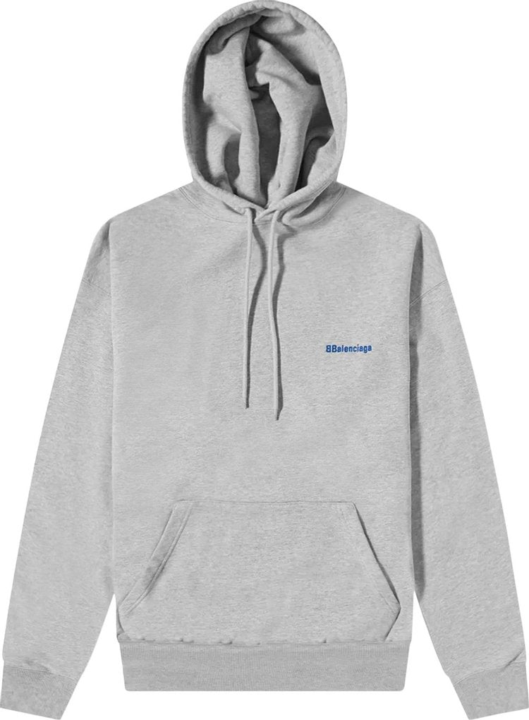 Balenciaga BB Corporate Hoodie 'Heather Grey/Royal Blue', gray