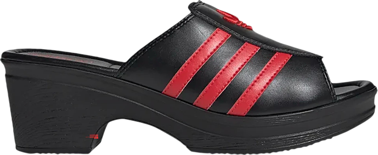 Adidas Lotta Volkova x Wmns Trefoil Logo Mule 'Black Red' Sandals, Black