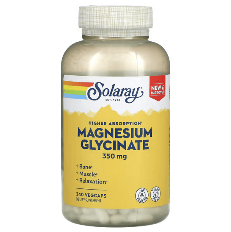 High Absorption Magnesium Glycinate, 350 mg, 240 Veggie Caps, Solaray