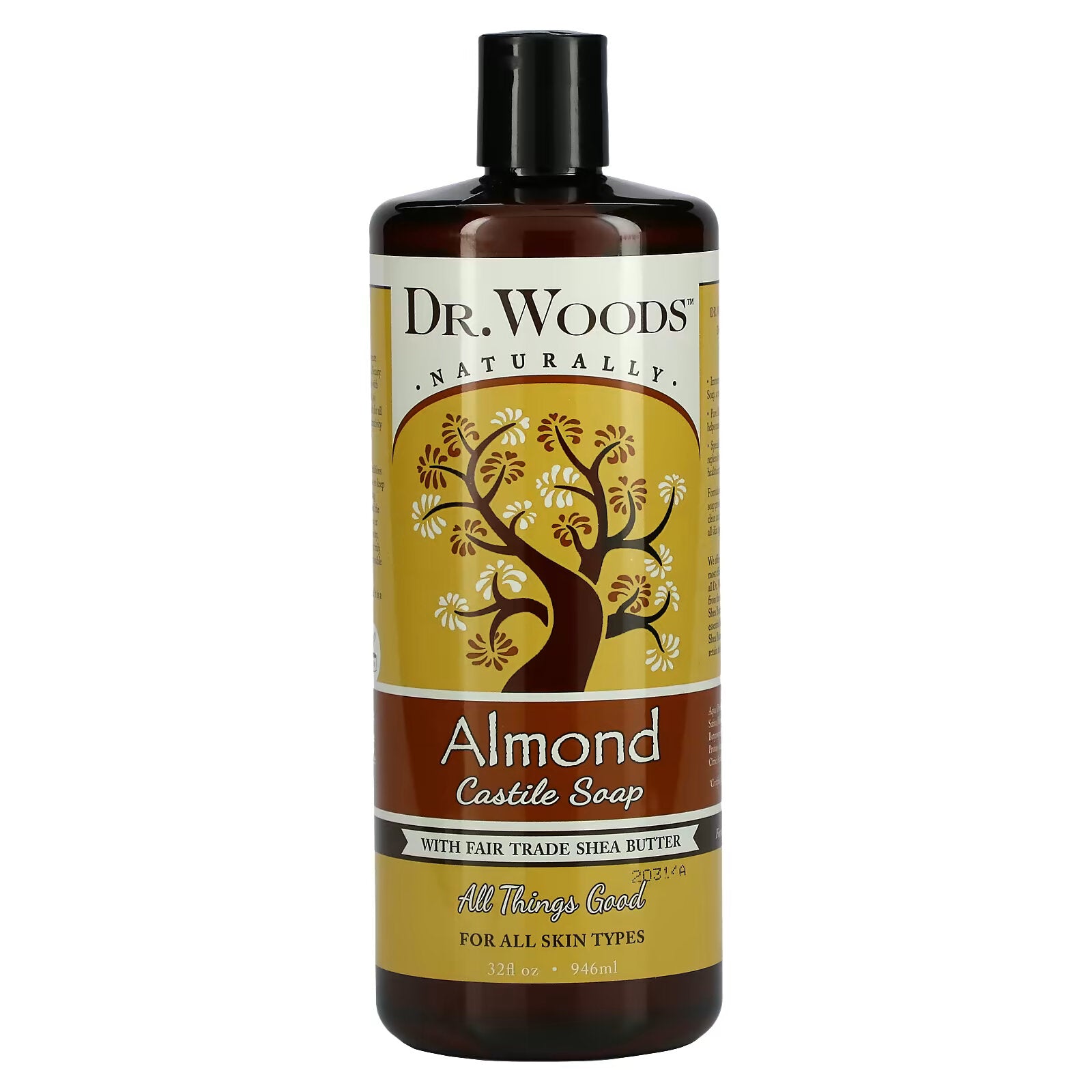 Dr.  Woods Almond Castile Soap with Shea Butter (Fair Trade) 946 ml (32 fl oz)