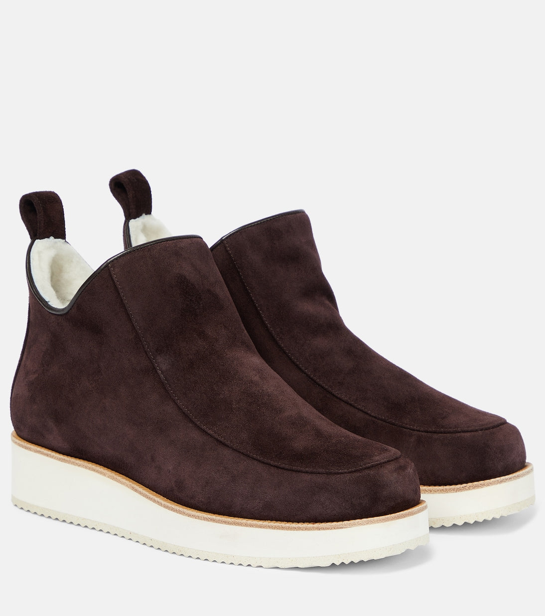 Gabriela Hearst Suede Ankle Boots with Shearling Lining, Brown