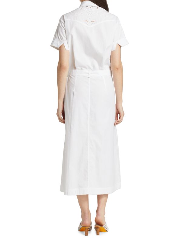 Rag & bone shirt dress with belt and jade embroidery, white