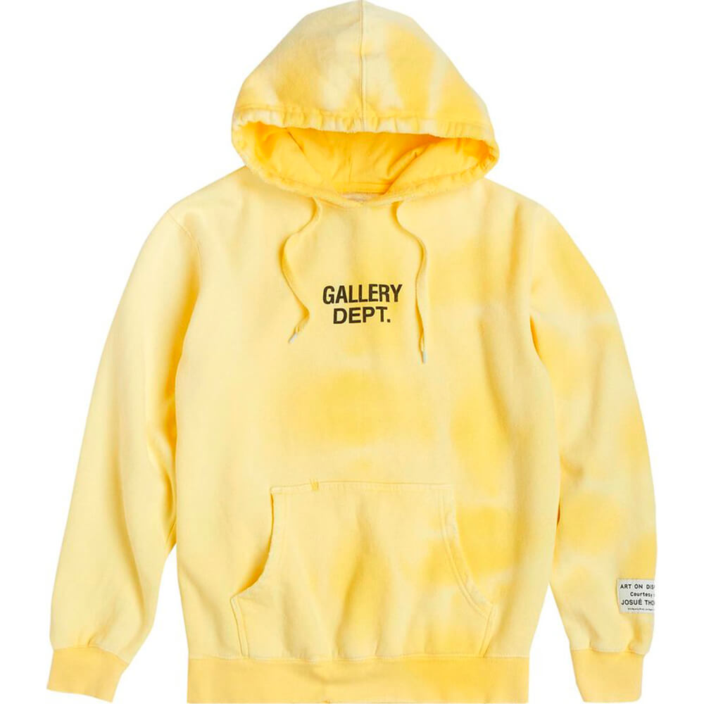 Gallery Dept Hoodie. Sunfaded Centered Logo, yellow