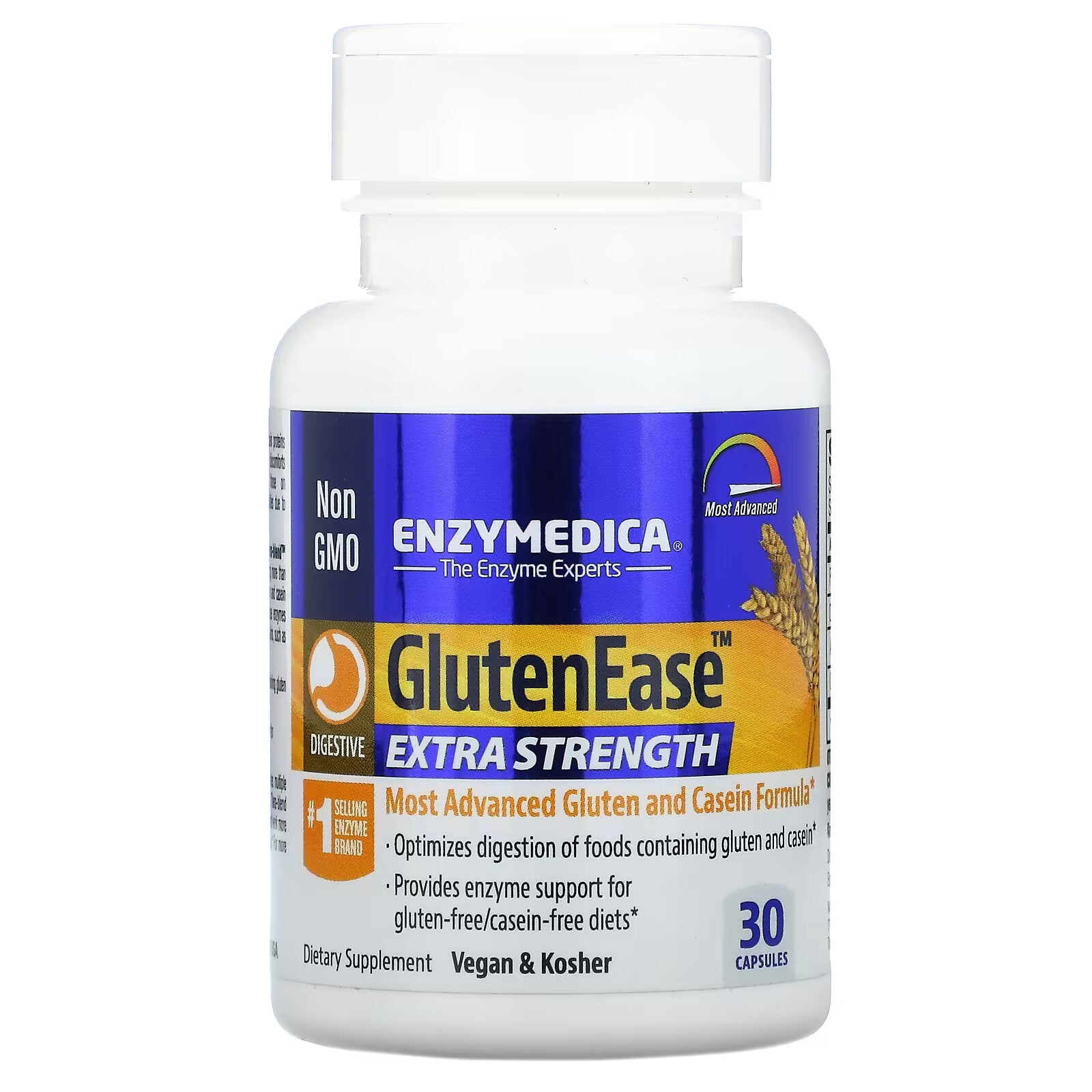 Enzymedica, GlutenEase, Extra Strength Gluten Digestion Supplement, 30 Capsules