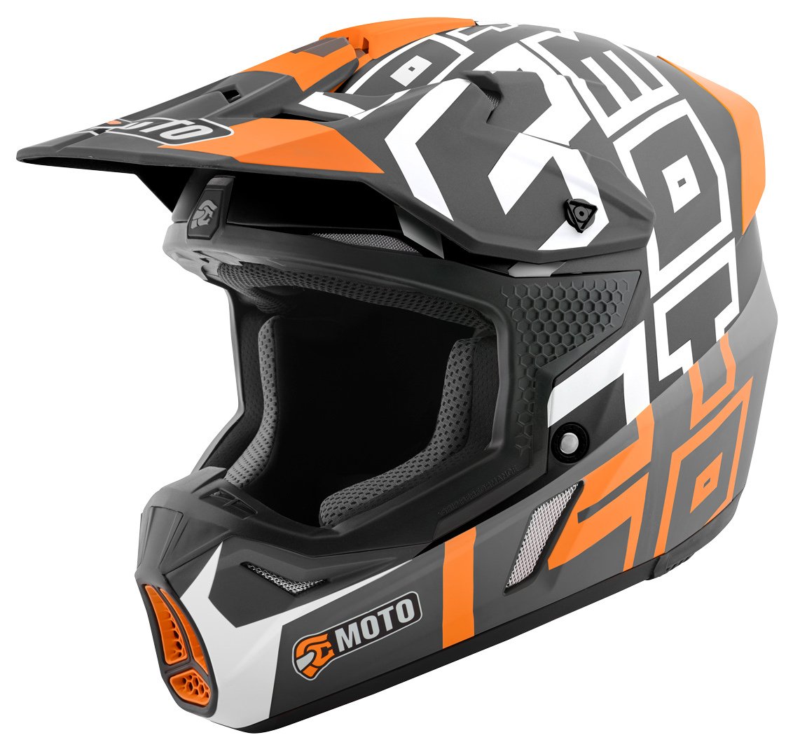 FC-Moto Merkur Flex Motocross Helmet, Black/White/Red