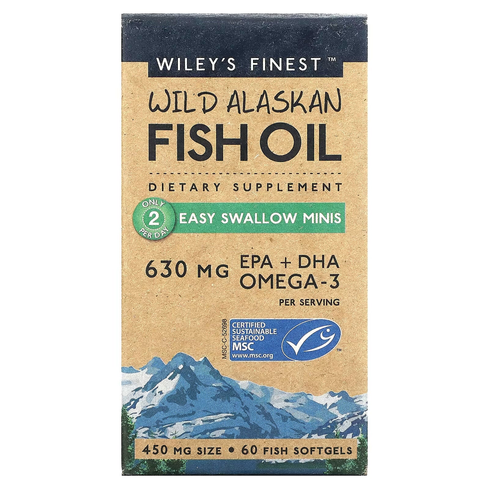 Wiley's Finest, Wild Alaskan Fish Oil, 450 mg, 60 Easy to Swallow Fish Capsules