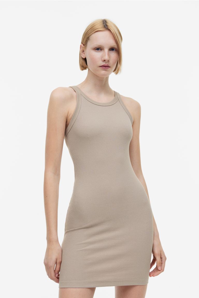 Ribbed dress H&M, beige