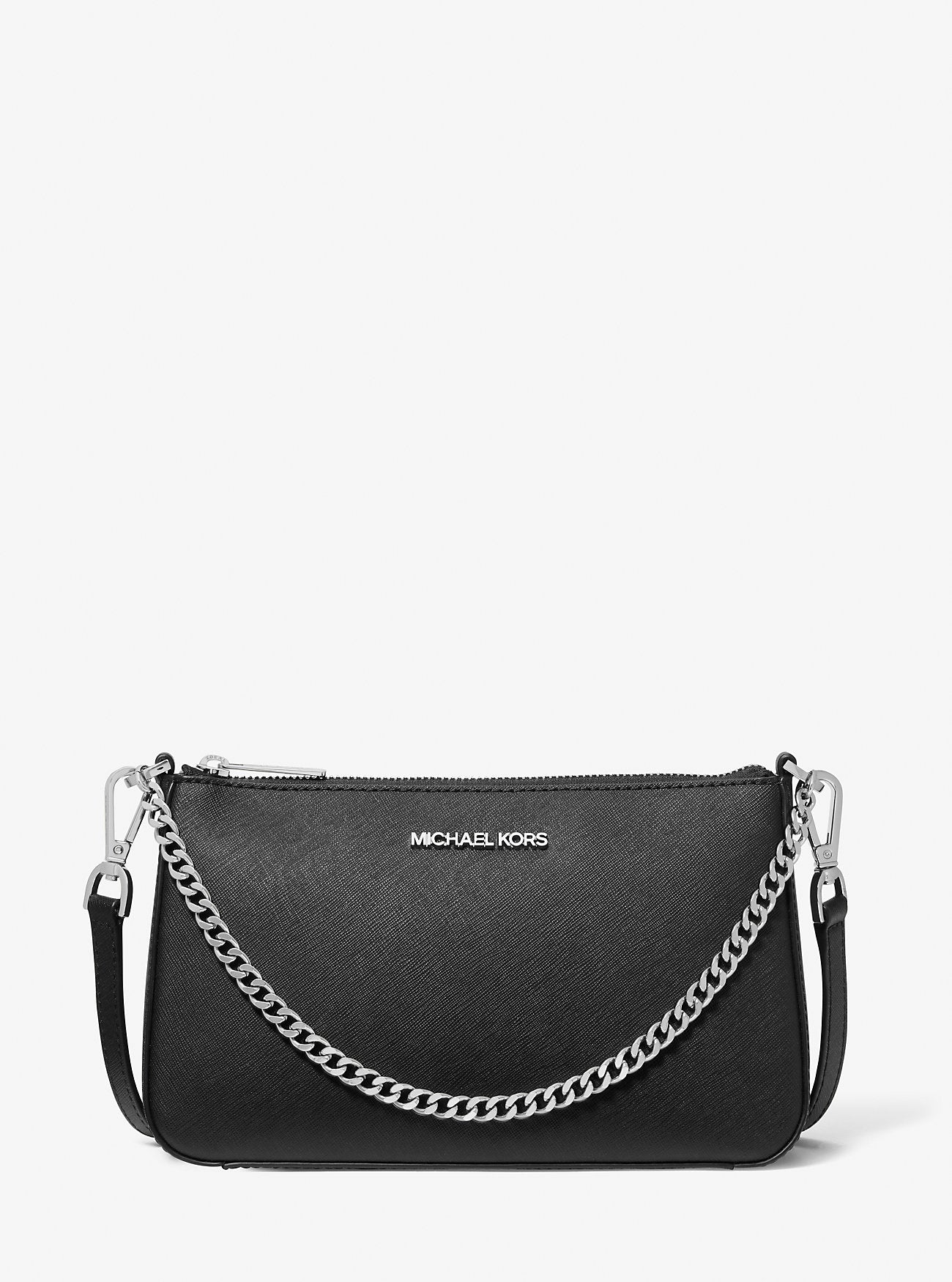 Michael Kors Saffiano Leather Jet Set Crossbody Bag Medium Black