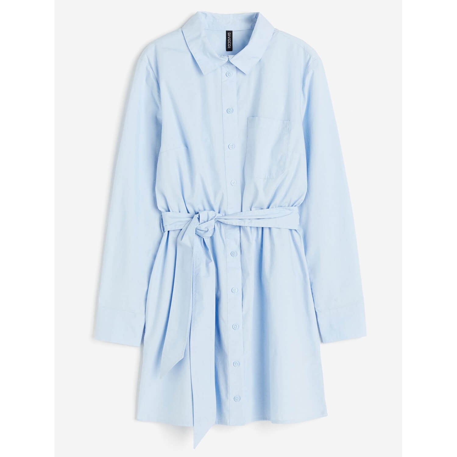 H&M Tie-belt Cotton shirtdress, light blue