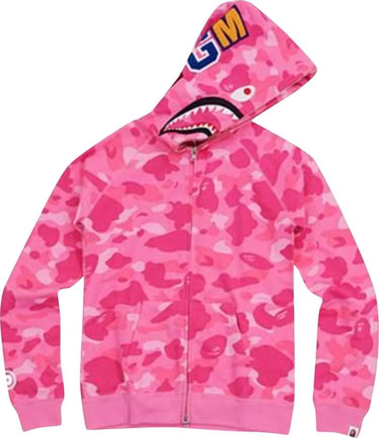 هودي بسحاب كامل من BAPE ABC Camo Shark باللون الوردي، وردي