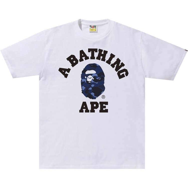 تي شيرت BAPE Color Camo College Tee "أبيض/أزرق داكن"، أبيض