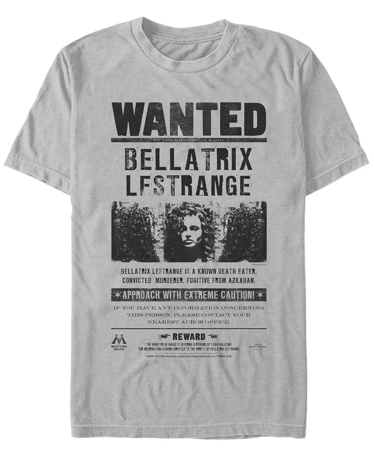 Fifth Sun Men's Harry Potter Bellatrix Lestrange Wanted Short Sleeve T-Shirt Multi