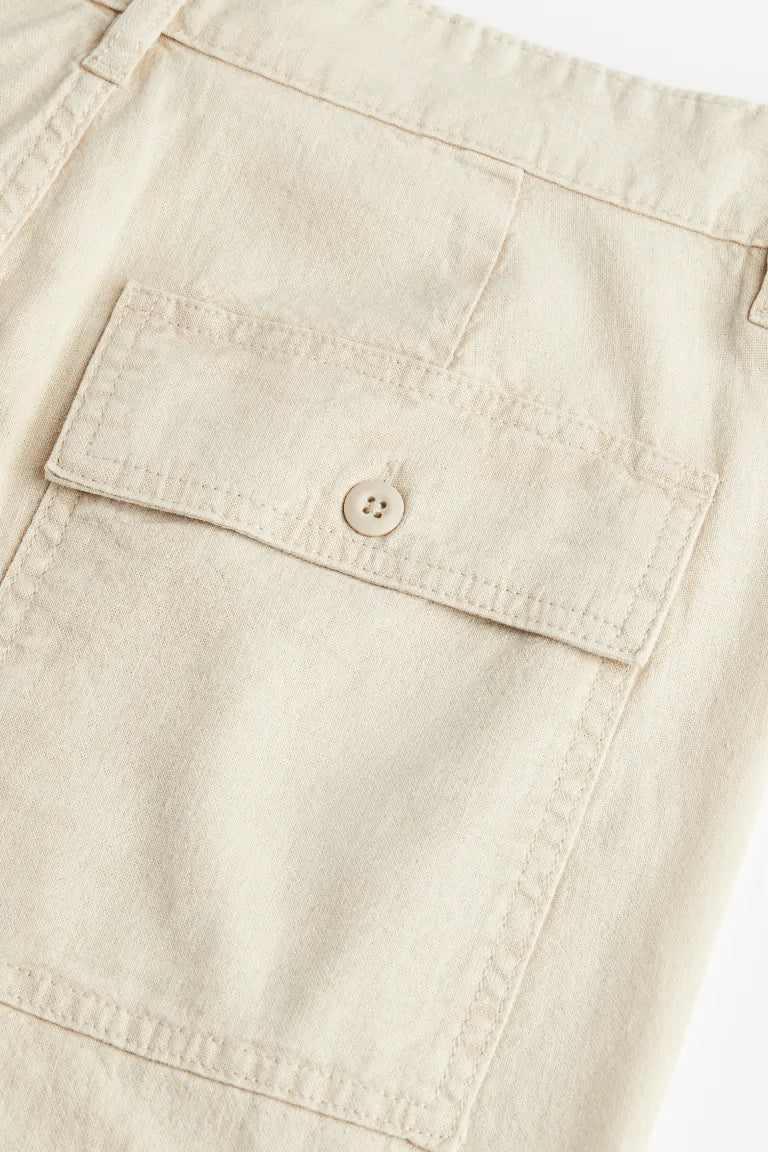 H&M Linen-blend loose fit trousers, beige