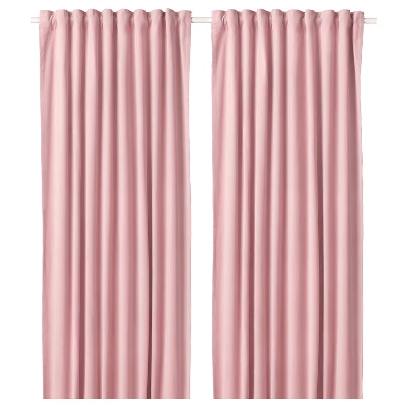 Blackout curtains Ikea Sanela 2 pcs, light pink