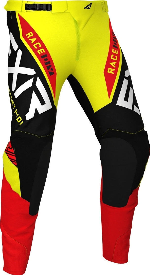 بنطال FXR Pro-Stretch Helium MX Gear Motocross باللون الأسود/الأصفر/الأحمر