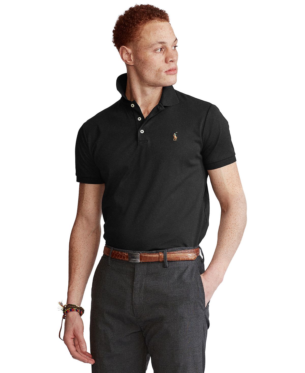 قميص بولو رجالي من القطن بقصّة Slim Fit من Polo Ralph Lauren، متعدد الألوان