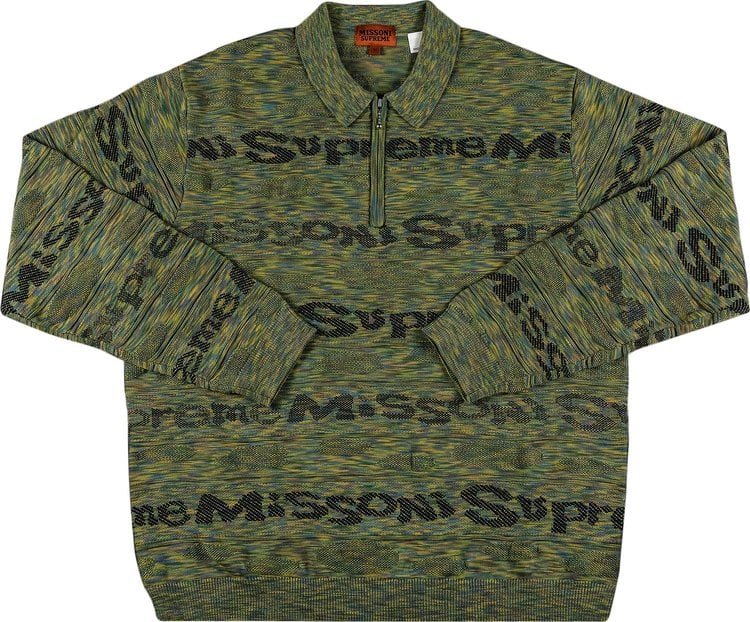 قميص بولو Supreme x Missoni Zip بأكمام طويلة "Lime"، باللون الأخضر