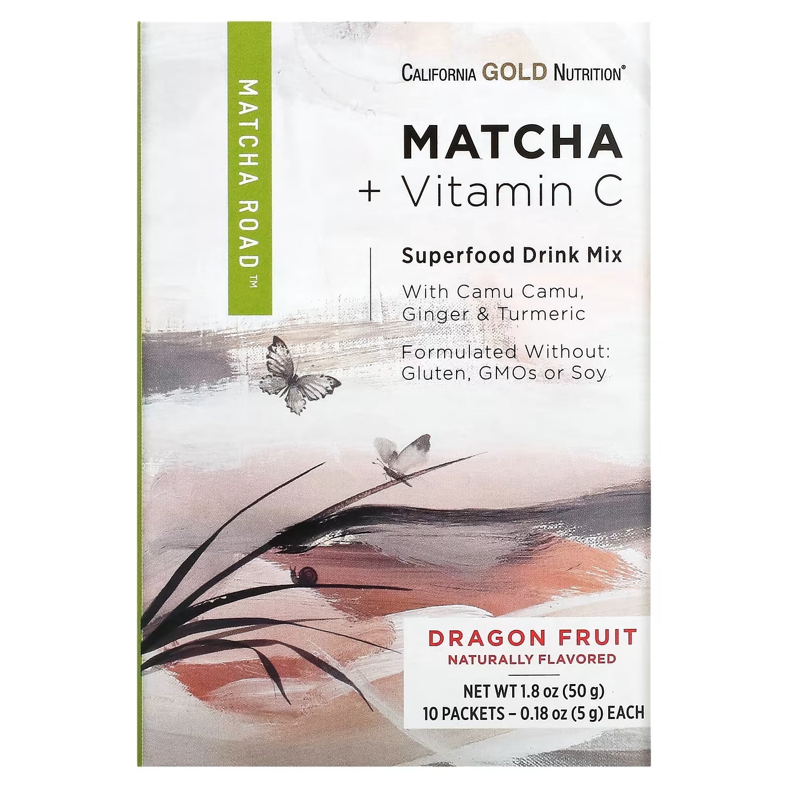 Matcha with Vitamin C California Gold Nutrition Dragon Fruit