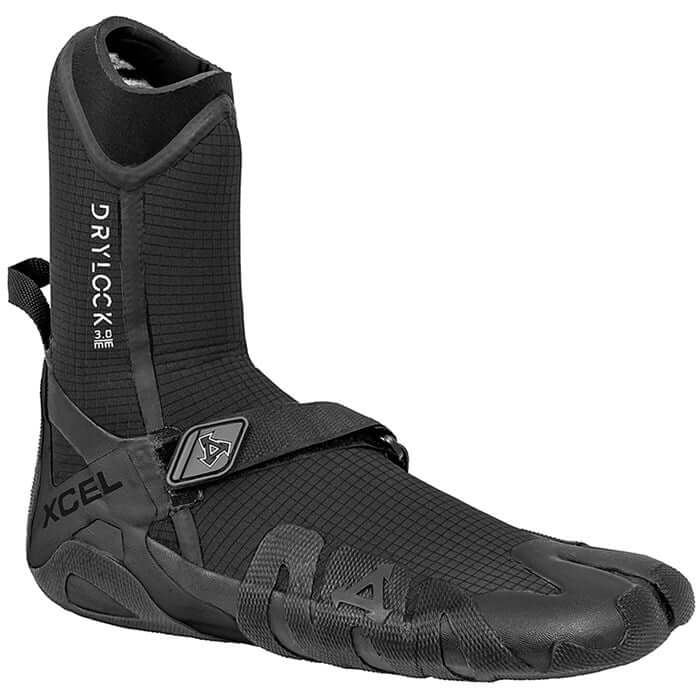 حذاء XCEL 3mm Drylock Split Toe Wetsuit، أسود