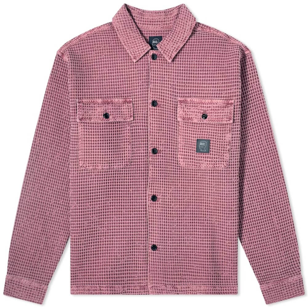 Brain Dead Waffle Snap Front Shirt, pink