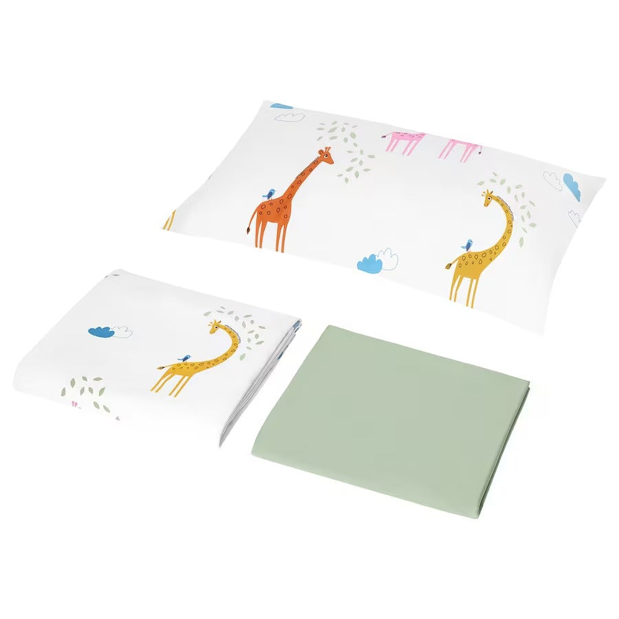 Ikea Bergfink bed linen set, 3 pieces, multicolor, 150x200/50x80 cm