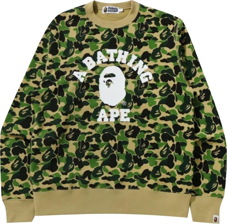 سويت شيرت BAPE ABC Camo College Wide Crewneck باللون الأخضر