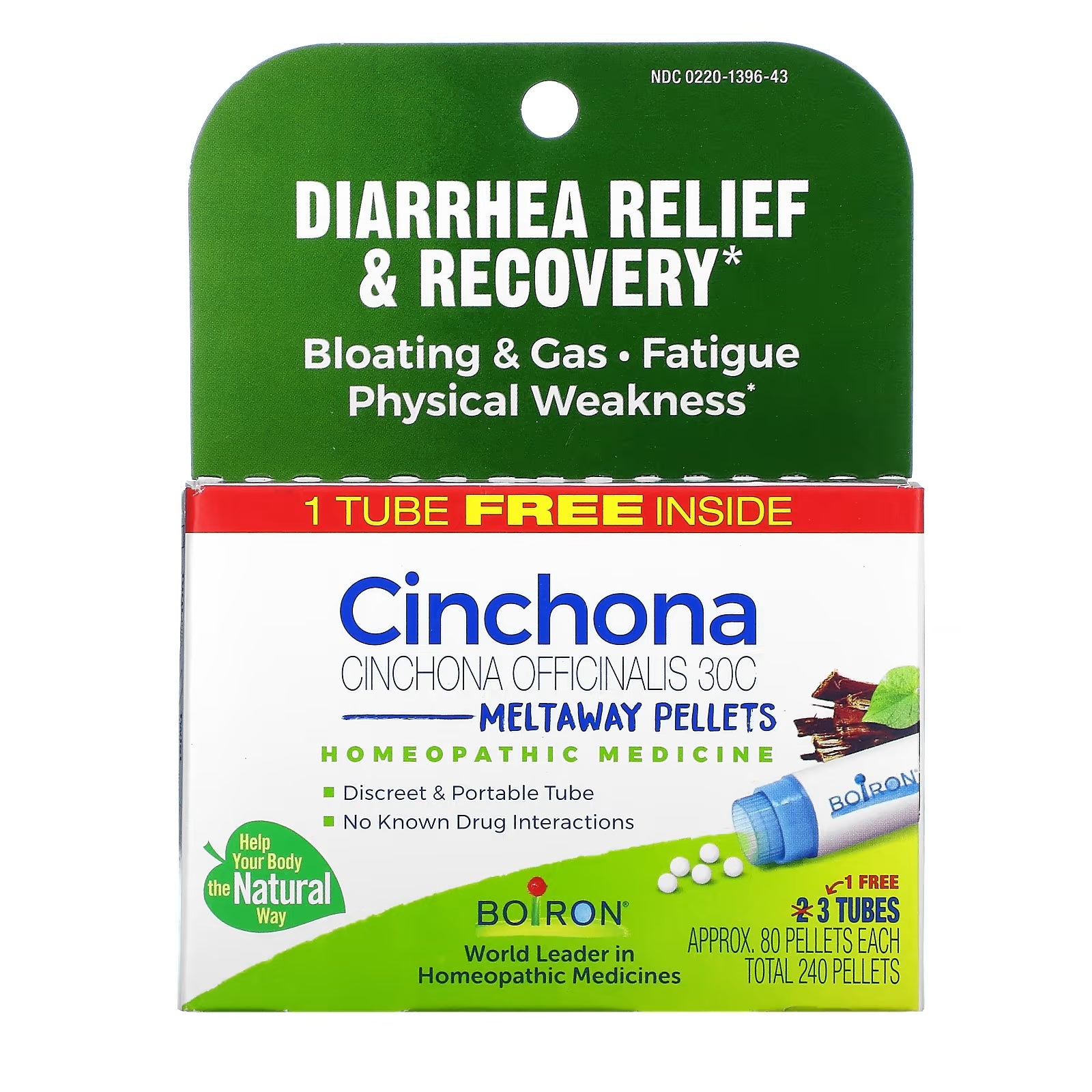 Diarrhea Relief and Recovery Granules Boiron Cinchona Meltaway 80 granules in each tube