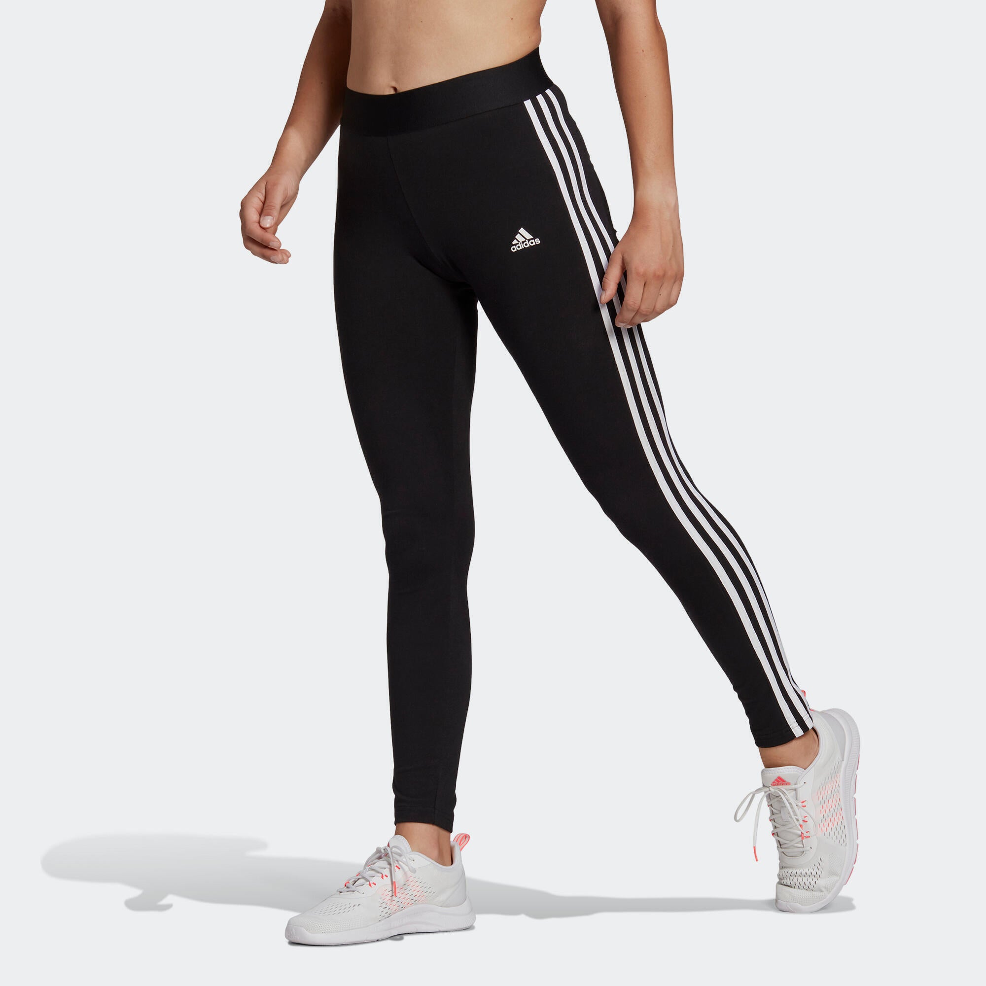 Fitness leggings 3 stripes for women black ADIDAS