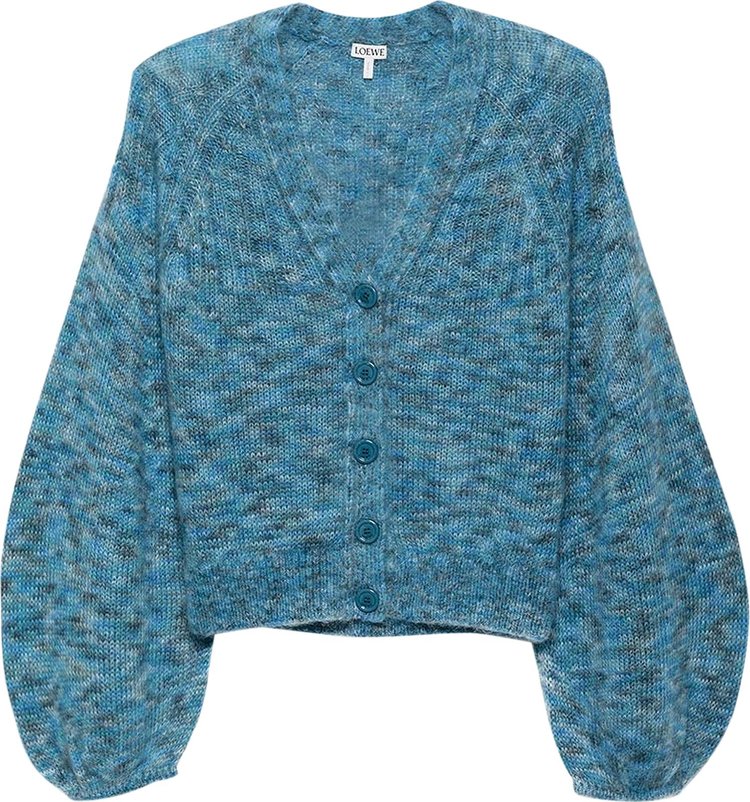 Loewe Balloon Sleeve Cardigan 'Blue Multitone', blue