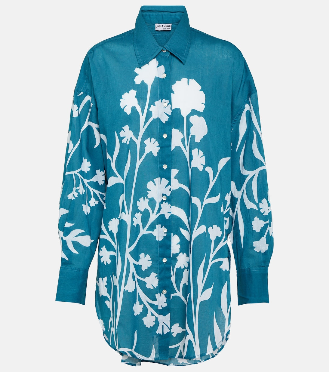 Juliet Dunn Floral Print Cotton Shirt, Blue