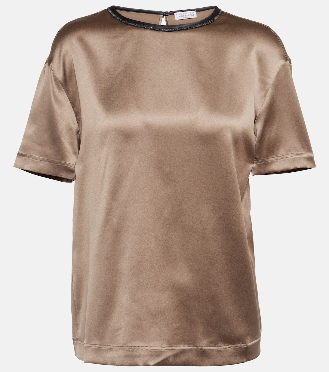 Brunello Cucinelli silk blend satin top, brown