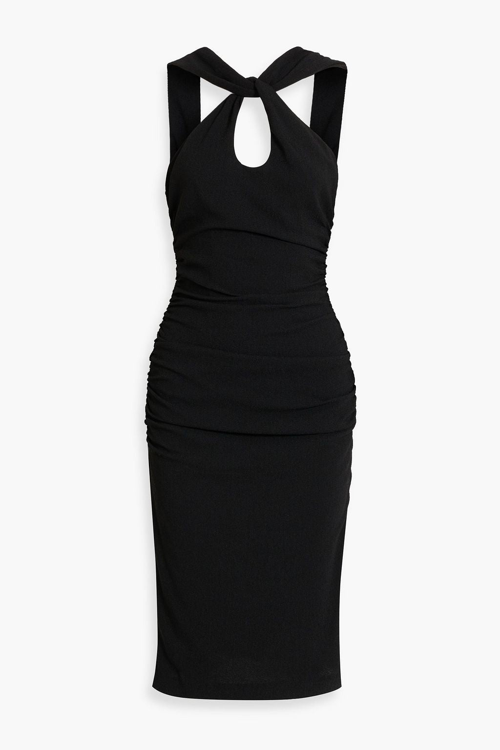 Landry crepe dress with ruched front BLACK HALO, black