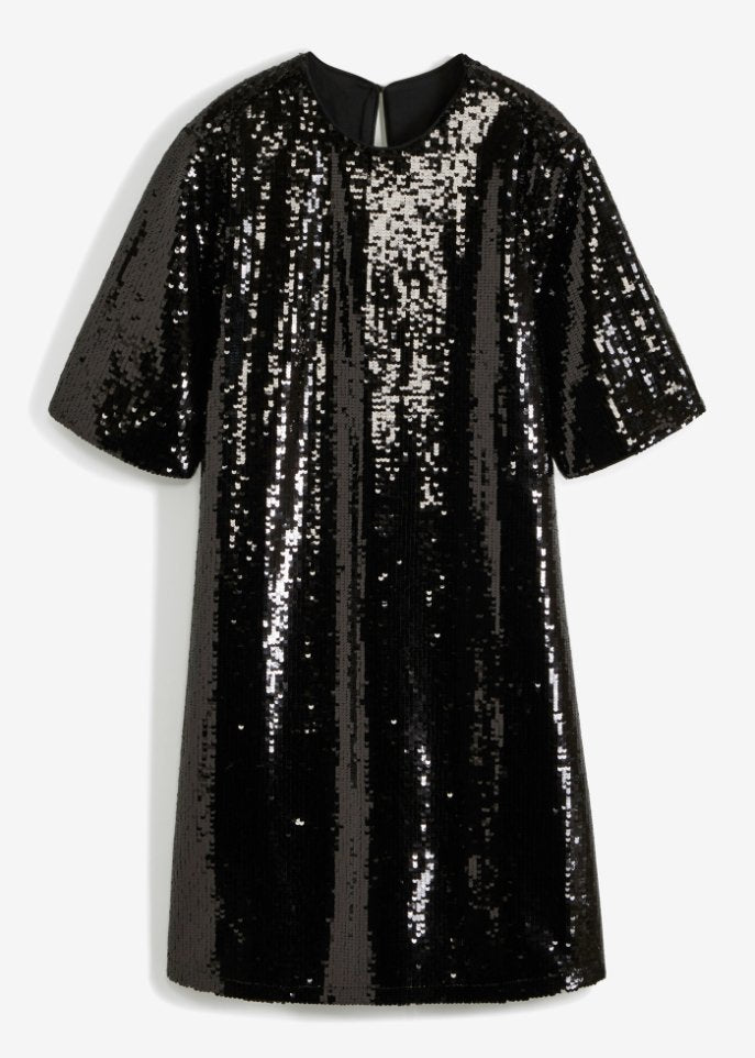 Rainbow sequin dress, black