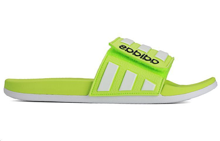 Men's neon green Adidas Neo slippers