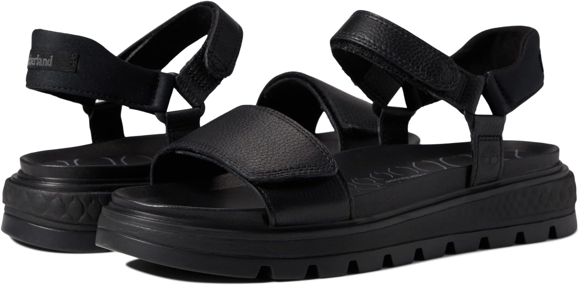 صندل Ray City بحزام للكاحل من Timberland Flat Sandal باللون الأسود النفاث