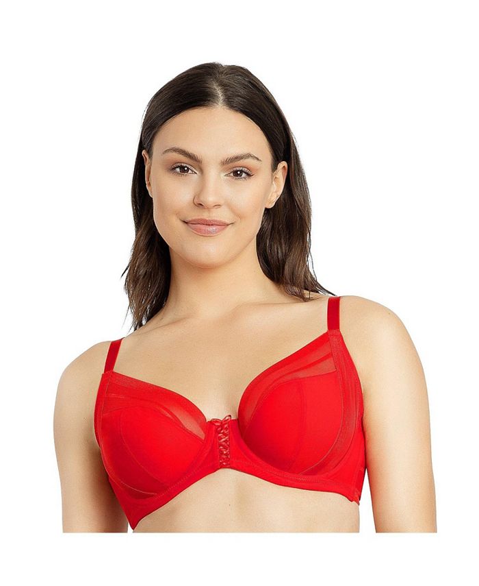 PARFAIT Women's Unlined Plunge Shea Bra, Red