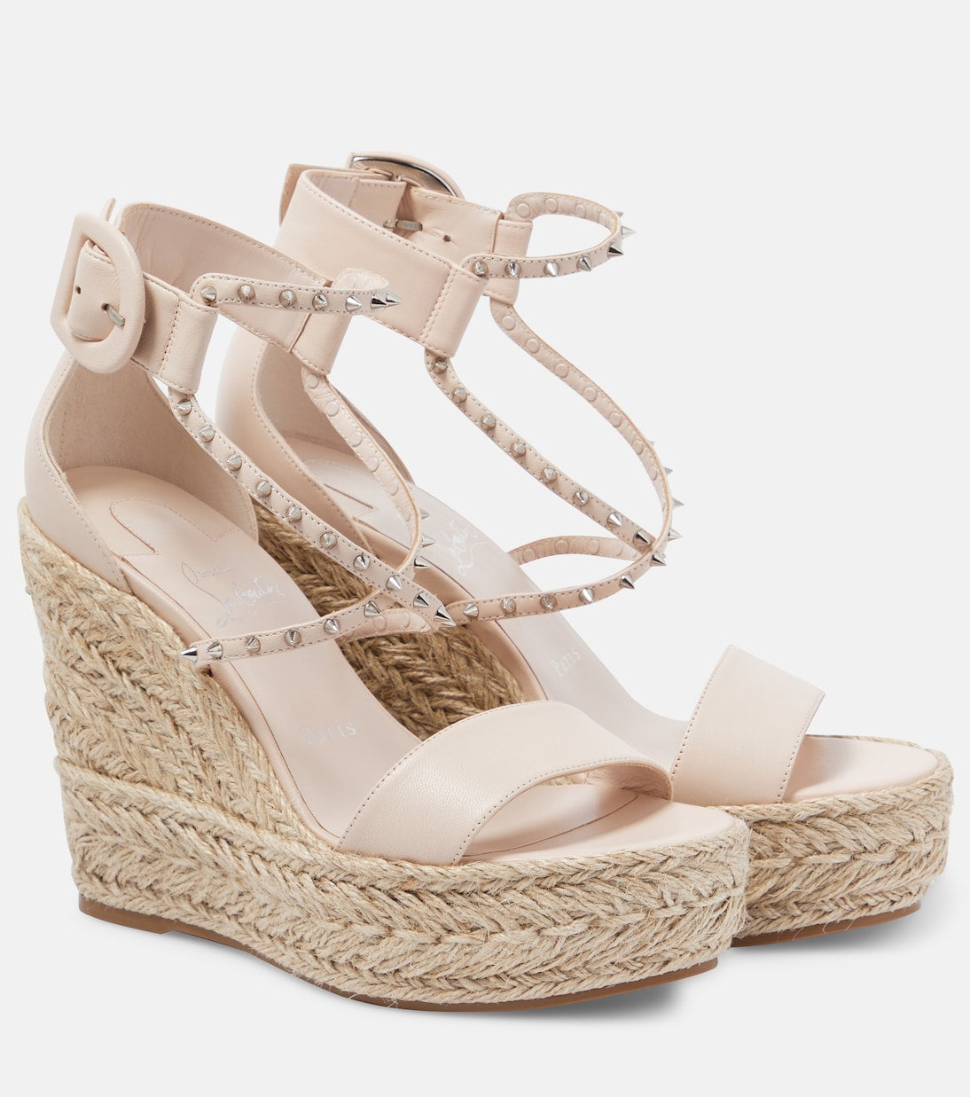 Wedge espadrilles chocazeppa spikes 120 Christian Louboutin, neutral