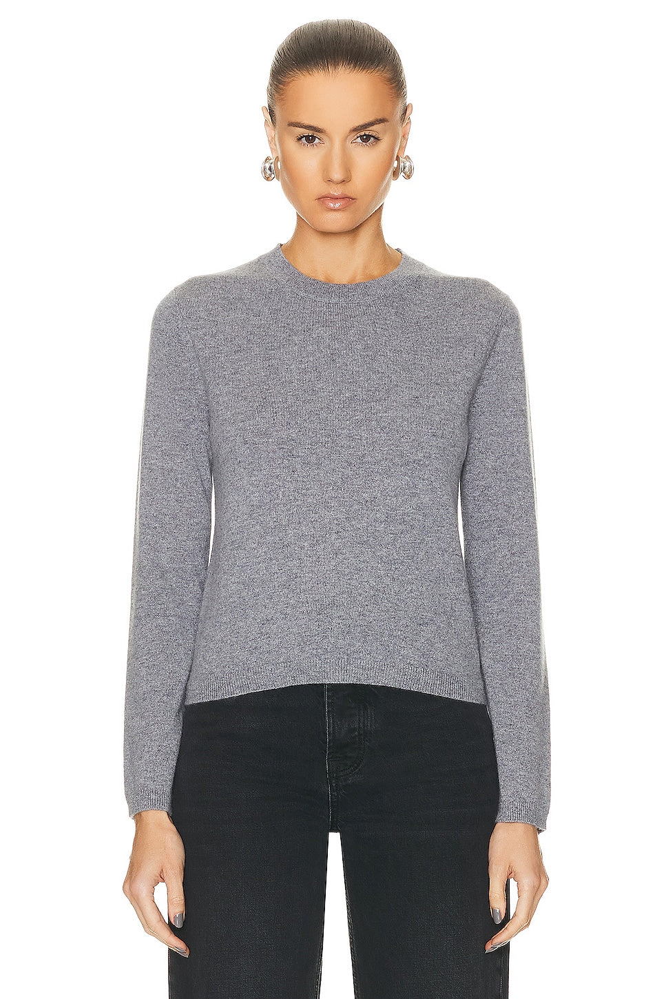 Guest In Residence Shrunken Crew Top Sweater, Steel