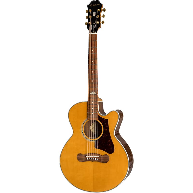 جيتار كهربائي أكوستيك Epiphone J-200 EC Studio Parlor باللون الطبيعي العتيق EEJPVNGH3