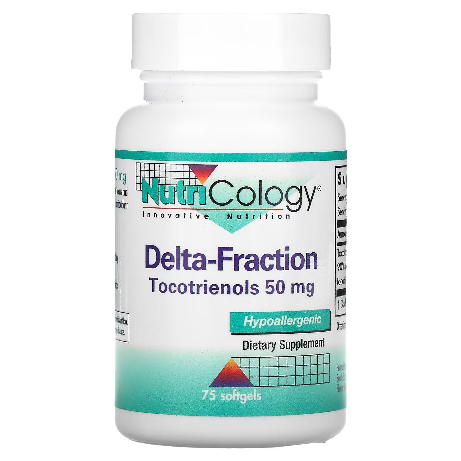 Nutricology, Delta Fraction, Tocotrinol, 50 mg, 75 Capsules