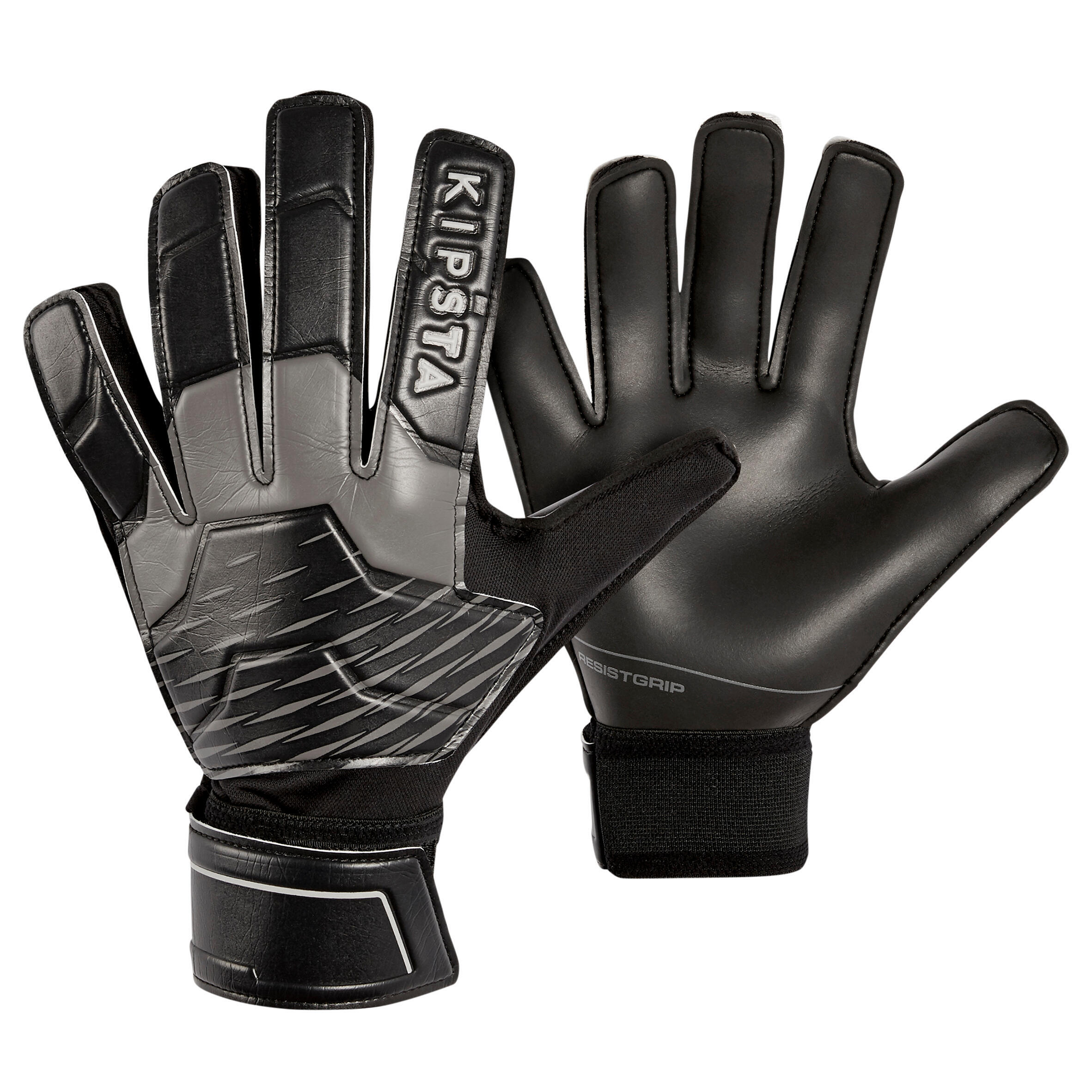 Goalkeeper gloves for adults Kipsta F100 Resist, black/gray