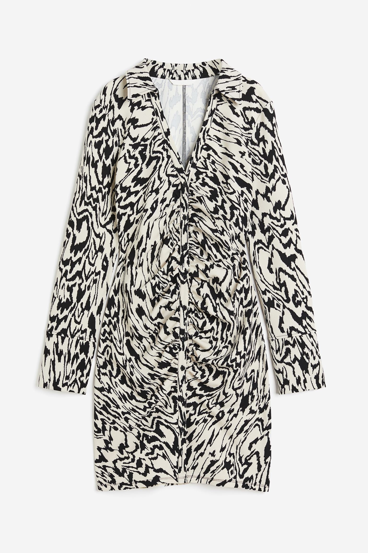 H&M Draped Shirt Dress, Cream/zebra print