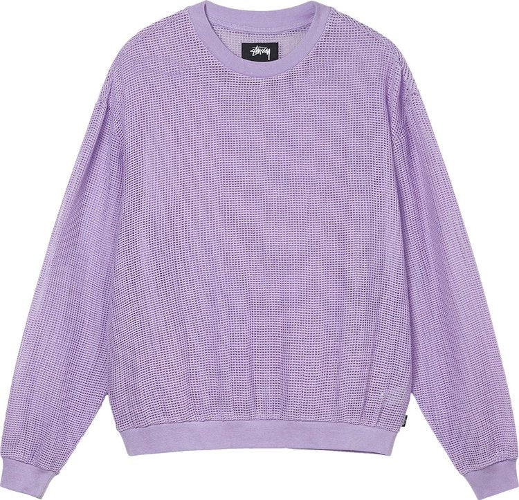 Stussy Cotton Mesh Long-Sleeve Crew 'Lavender', purple